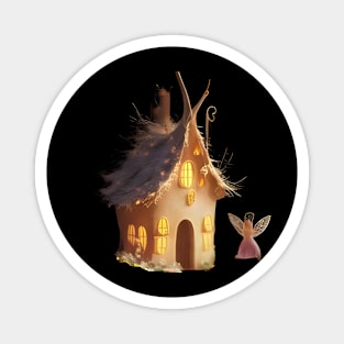 Fairy Tale Like House Made from a Tree or Natural Materials, with Warm Glowing Magnet